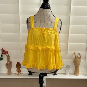 By Anthropologie Ingrid Tiered Eyelet Tank Top Yellow